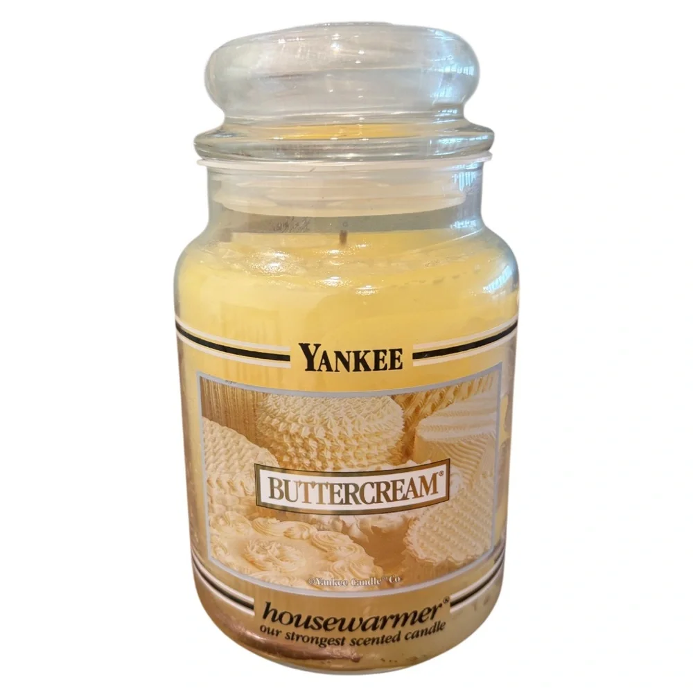 Yankee Candle Jar Buttercream Rare Vintage Black Band Retired Cream Yellow 22 Oz